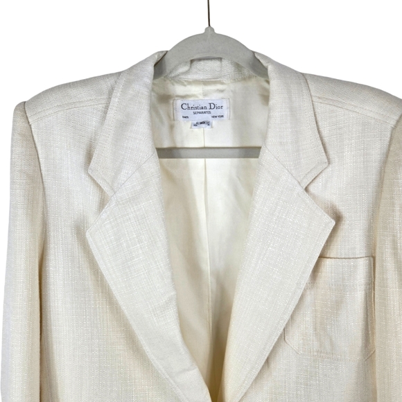 Christian Dior Seperates Cream Vintage Linen-Cotton Blazer - Picture 3 of 12